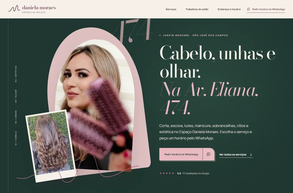 Captura da página inicial de Daniela Moraes Espaço de Beleza